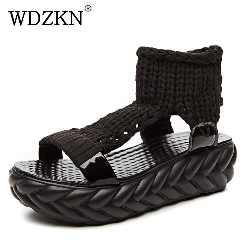 

WDZKN Casual Sandals Women 2019 Wedges Platform Sandals Women Gladiator Sandals Korean Open Toe Slip On Summer Shoes Sandalia