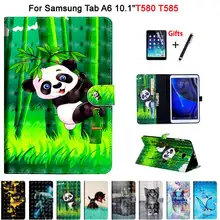 Кожаный чехол для samsung Galaxy Tab A A6 10," SM-T580 T585 T580 T585N Smart Cover принципиально мультфильм PU кожа+ пленка+ ручка