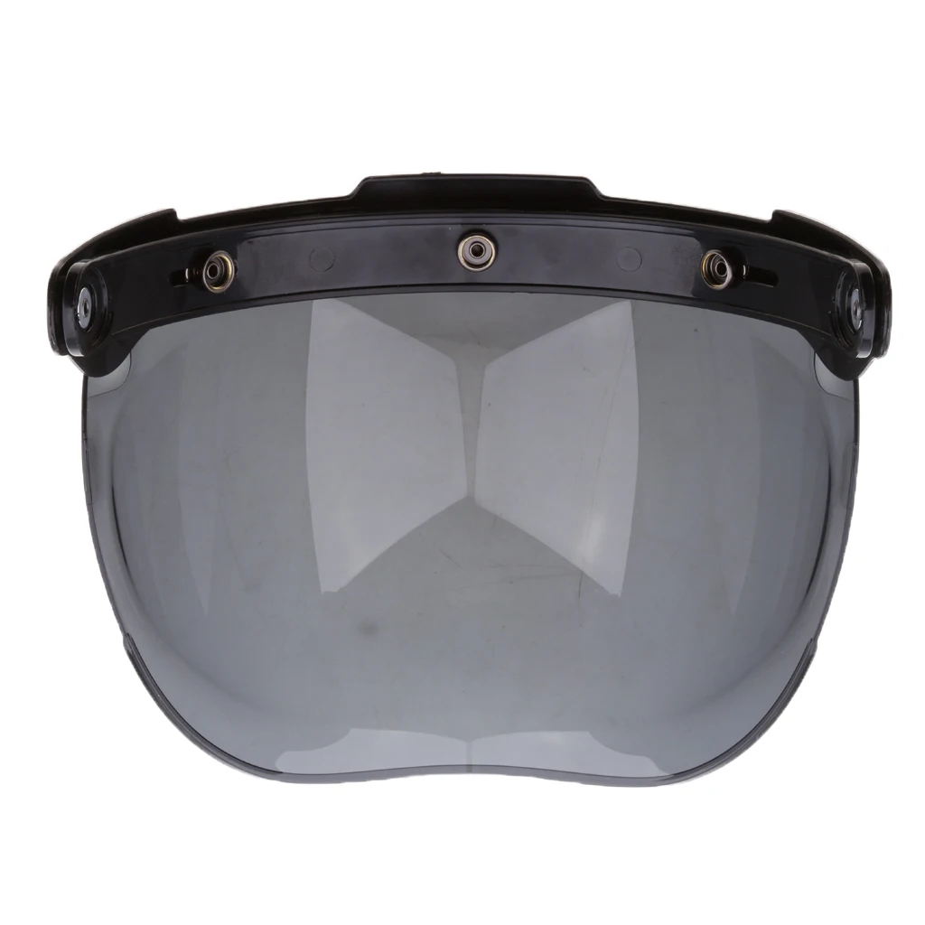 Universal Bubble 3-Snap Motorcycle Helmet Visor Flip Up Face Shield Lens Plain Adjust Height Flip Up Design