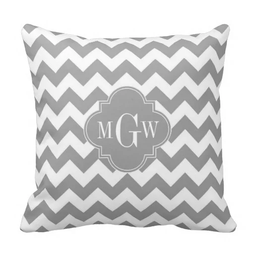 Past Gray Wht Chevron Dk Quatrefoil 3 Monogram Cushion Cover (Size: 45x45cm) Free Shipping | Дом и сад