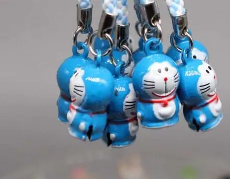 Лот 10 шт. милый мультфильм японское аниме doraemon синие кошки 3D кулон сотовый телефон ремешок с подвеской колокольчики болтаются цифры