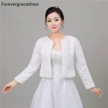 Forevergracedress настоящие фотографии теплый Свадебный жакет из искусственного меха Зимний жакет-болеро Свадебные аксессуары накидка