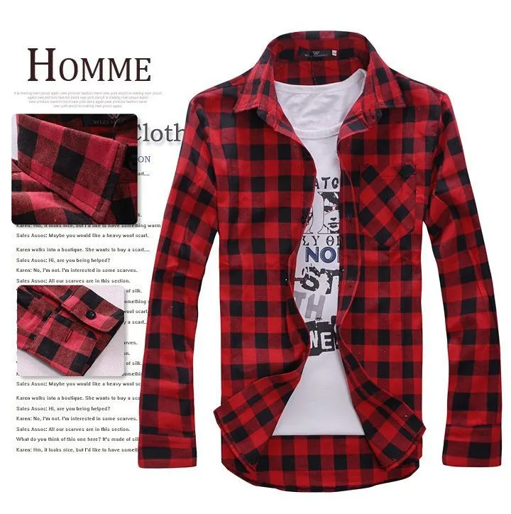 Рубашка в клетку мужские CHEMISE Homme повседневные рубашки Ropa Hombre мужские blusas Camisetas Masculinas Социальный Одежда Мужской mxb0040 - Цвет: Красный