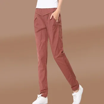 

Womens Casual Trousers New Summer Autumn Plus Size Thin Linen Pents Female Slim Pants Elastic Pantalones Mujer