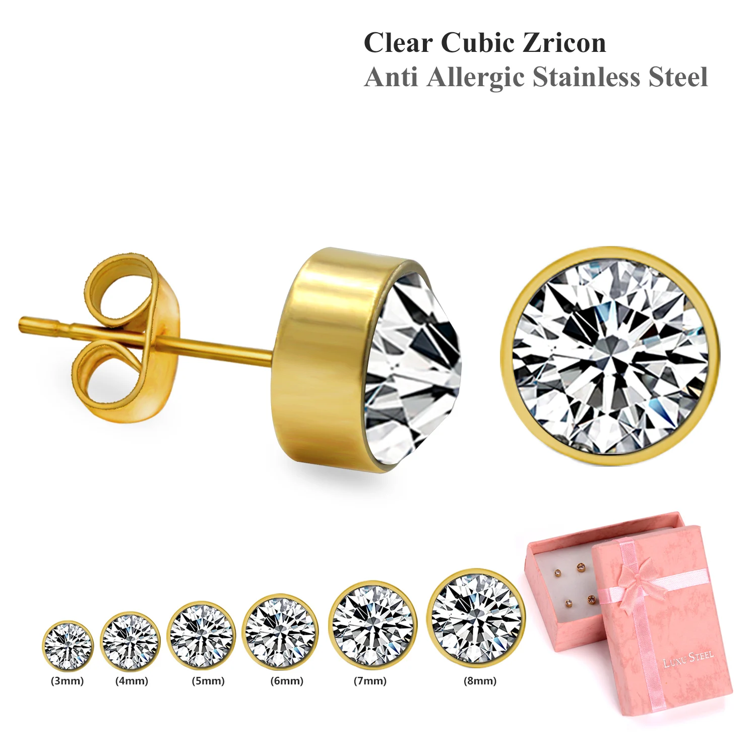 New Style Women/Girl Stud Earrings Set,6 Pairs/Box Multiple Size