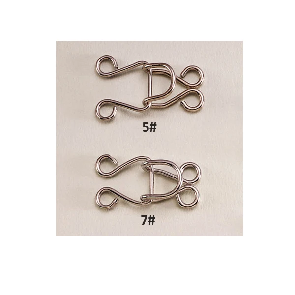 100sets/lot 5#, 7# metal brass underwear hooks / eyes pant skirt big hook / eye nicke, black HE-016