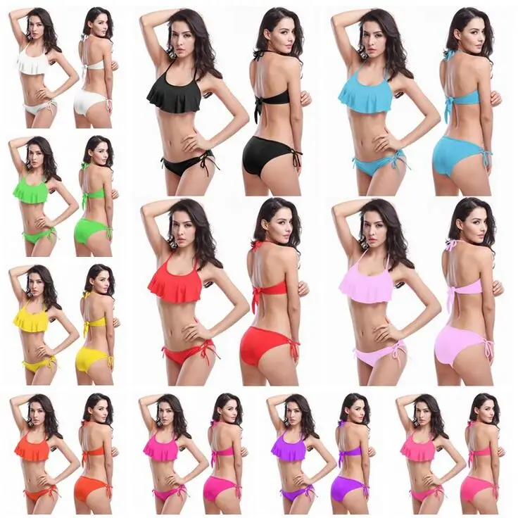 2016 Ladies sexy wild women underwire petal BIKINI flounce Swimsuit Bathing Suits Biquini Swim Suits