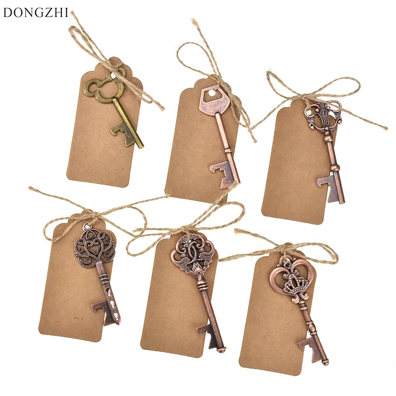 

50pcs/Set Wedding Favors for Guests Party Vintage Key Bottle Opener with Escort Tag Card,Twine Beer Bottle Openers Kitchen Tool