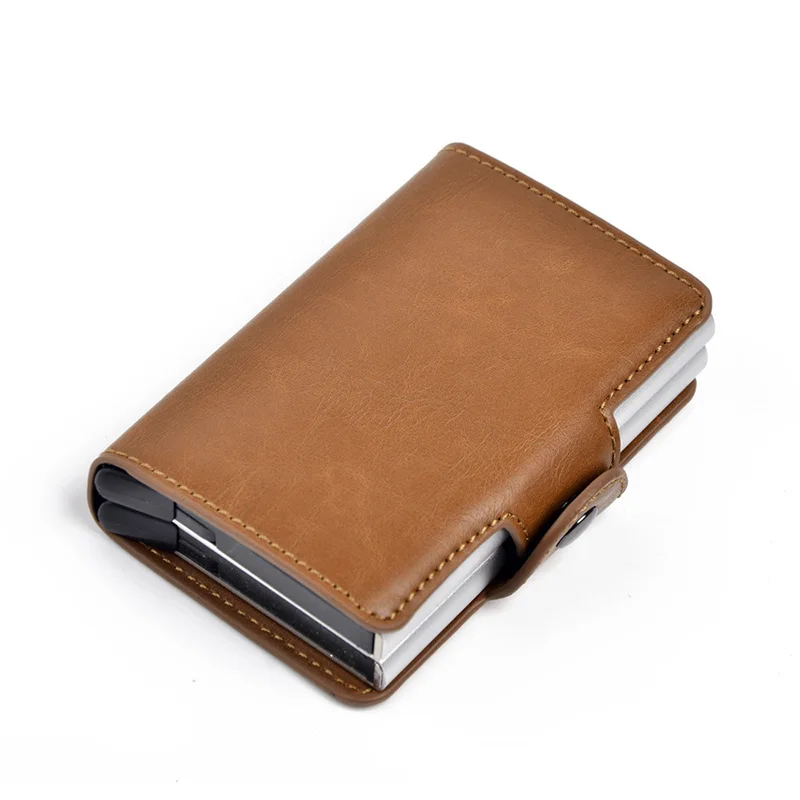 

Classic Leather Men Wallet ID Credit Card Holder for Men Aluminium Card Holder Purse Male Rifd Two Layers Men Bank Card Wallets
