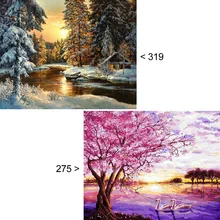 Снег Река/Лебеди озеро без рамы ручная роспись по номерам картина маслом домашний декор