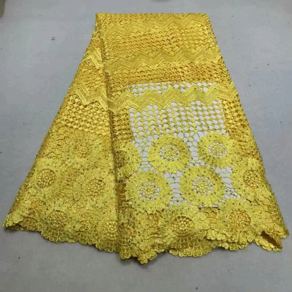 

Embroidered African Lace Fabric High Quality For Nigerian Wedding Dress,Water Soluble Lace With Guipure Cord Lace Fabric