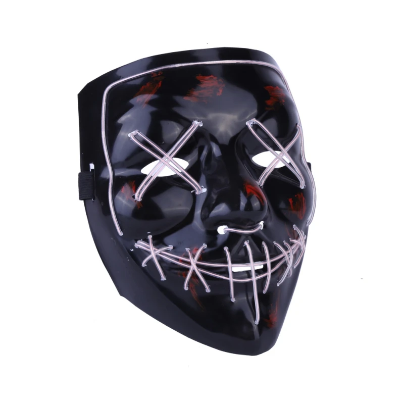 The Purge светодиодный вечерние Полный лицевой одежды косплей смайлик прошитая El проволока маска светить свечение череп Хэллоуин костюм