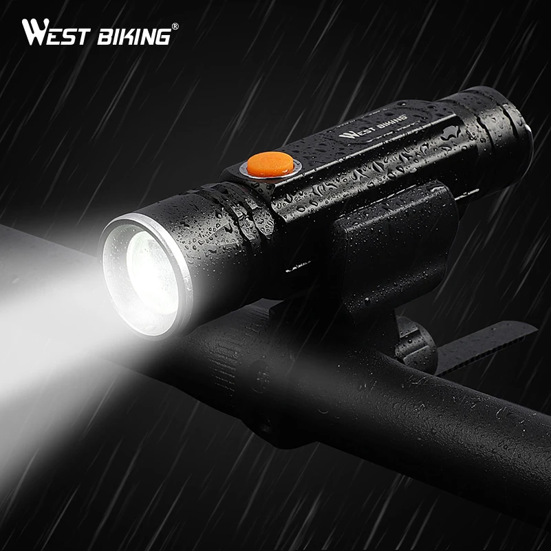 WEST BIKING USB Перезаряжаемый велосипед свет 4 режима 350 лм Flshlight лампа Zoom Велоспорт Caming рыболовный фонарь передний свет для велосипеда