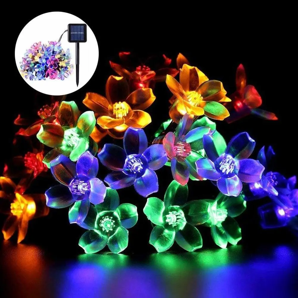Lumiparty 50 светодиодов 7 м Солнечная лампа с цветком персика мощность светодиодная