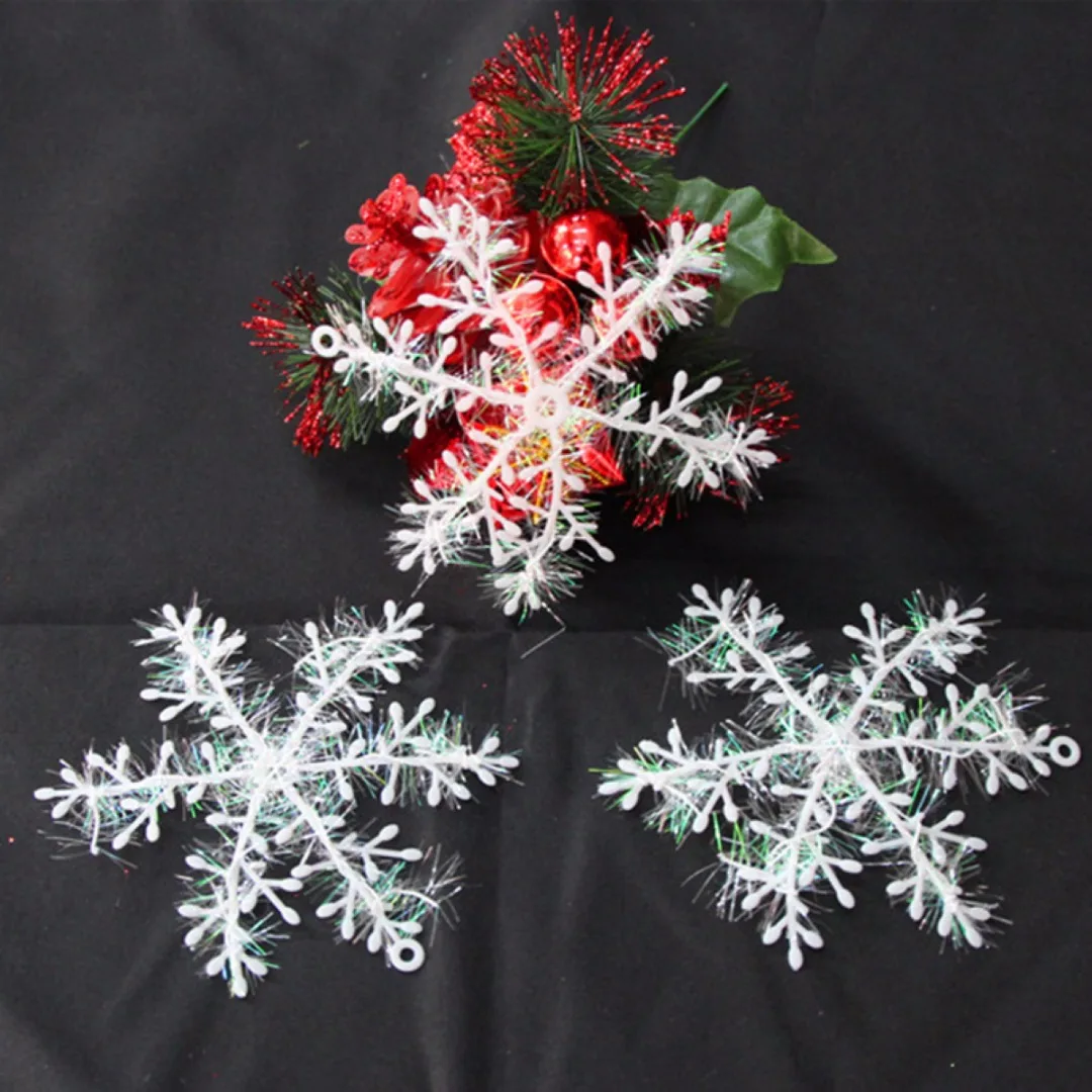 DIY 30/60PCS Classic White Snowflake Ornament Christmas Tree Hanging Decorations
