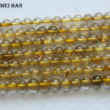 Meihan(62 шт/22 г/компл.) природный 6-6,5mm Золото Рутиловый Кварц Круглый loose бусы для изготовления ювелирных изделий, дизайн