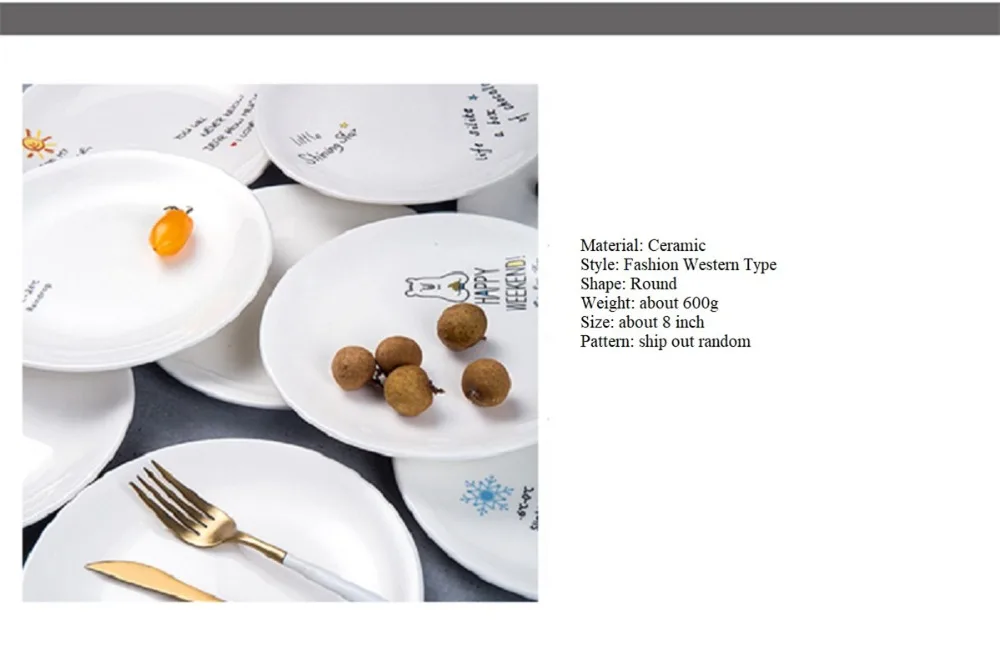 Ceramic Dish Plate Western Cuisine Creative Steak Plate Breakfast Plate Round Style Plate Tableware 2