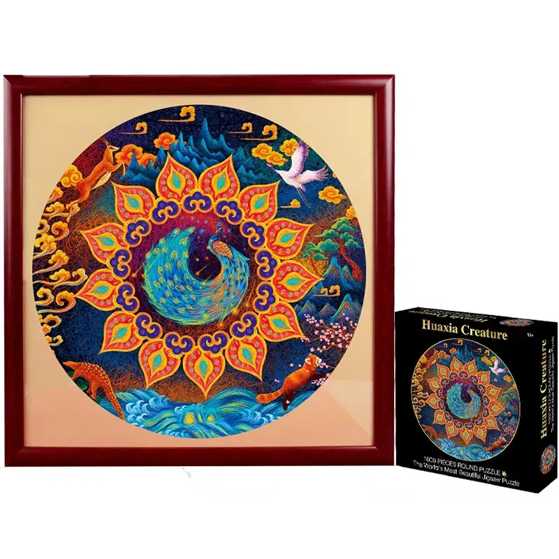 

Jigsaw Paper Round Puzzle 1000 Pieces Adult Antistress Coil Painting Dinosaur DIY Intelligent Kids' Interesting Toy Funny Gift