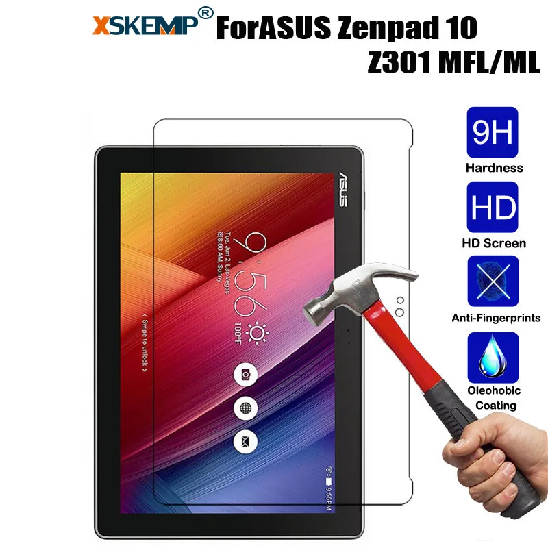 

XSKEMP 9H Hardness Real Tempered Glass For ASUS Zenpad 10 Z301 MFL/ML Ultra Clear Tablet 0.3mm Screen Protector Protective Film