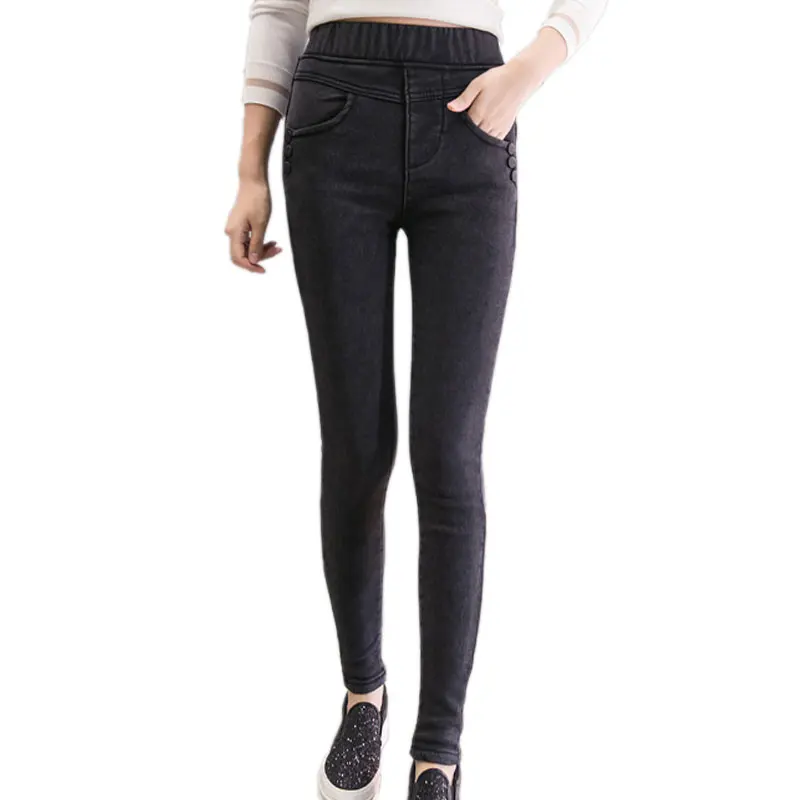 Winter Plus Size 5XL Thick Velvet Black Skinny Jeans Woman Denim Pants Fitness Pencil Jeans Female