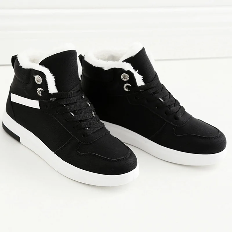 

Winter women snow boots 2018 new brand plush warm women's ankle boots sewing lace-up female shoe flat with superstar