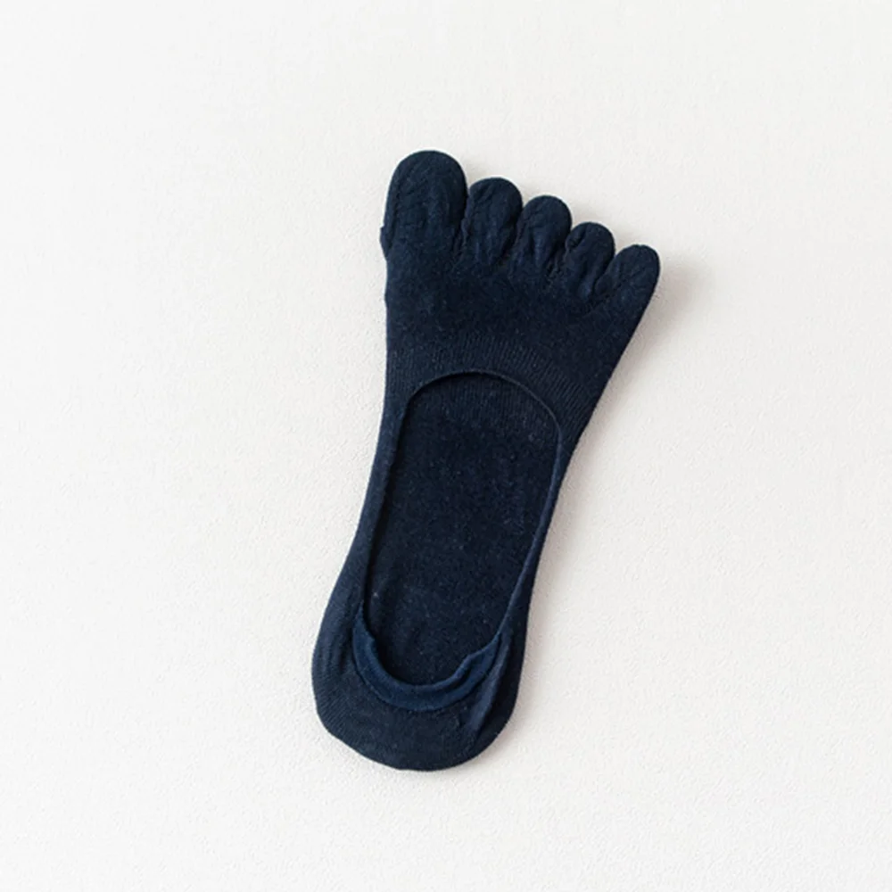 Новые невидимые носки с пятью пальцами носки-лодочки Женские однотонные бесшовные короткие носки с низким вырезом без шоу летние популярные alpargatas - Цвет: navy blue