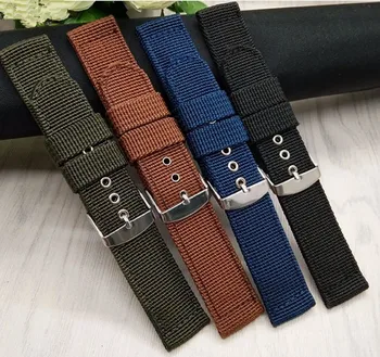 

CARL YWET 16 18 20 22 24mm Black Green Blue Brown Watchband Handmade Nylon Fabric Canvas Strap Belt For Rolex Tudor Brand Watch