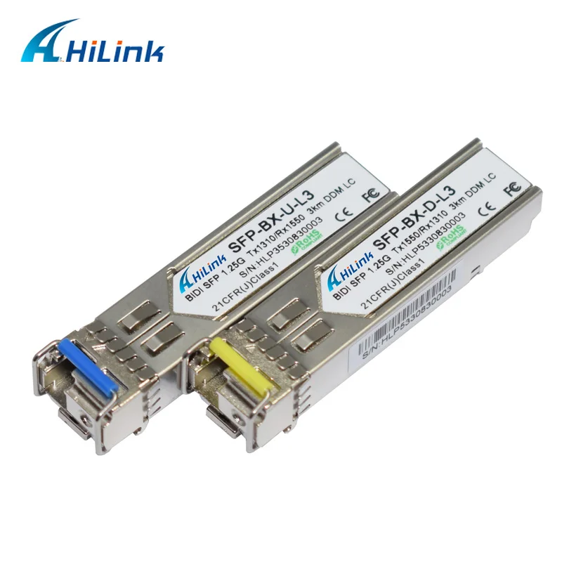 LC/SC 1G WDM одиночное волокно 1000BASE-BX 1,25G 1310nm/1550nm 3km DOM bidi SFP