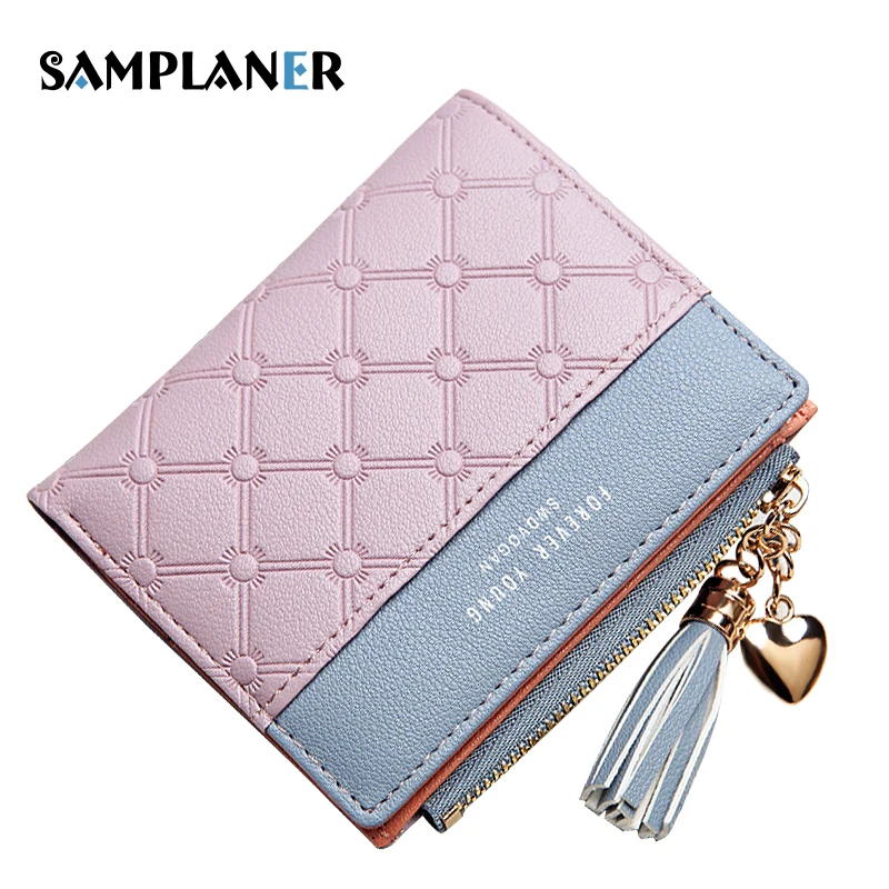 Hình học Nổi Phụ Nữ Ví Tua Leather Wallet Nữ Nhỏ Ví và Túi Xách Cô Gái Sinh Viên Purse Coin Card Tiền Túi