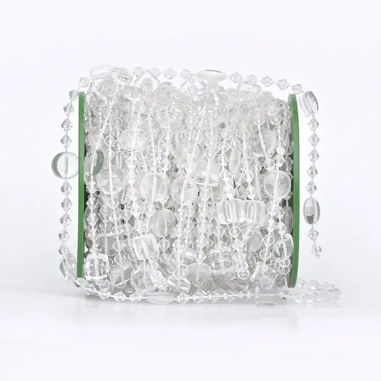 

30M/lot 14mm rund 10mm square acrylic disk beaded Iridescent crystal garland strands for wedding decoration chandelier wa082