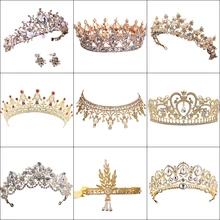 Горячая Распродажа винтажная Золотая Тиара свадебный венец со стразами для невесты аксессуары для волос королева круглый жемчуг Большая Корона Свадебные украшения для волос