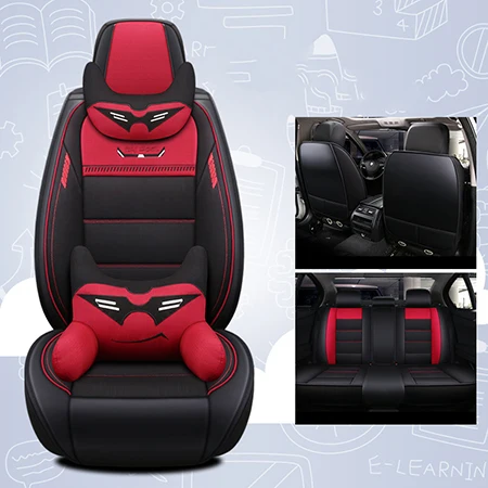 Кожаные и лен авто чехлы на сиденья для mercedes w163 ml320 w164 мл w166 w210 w211 w212 w213 w220 w221 w222 - Название цвета: Red Cartoon