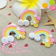 3D Cabochão Polymer Clay Íris Colorido DIY Acessórios Scrapbooking 20 pçs/lote 35*50mm