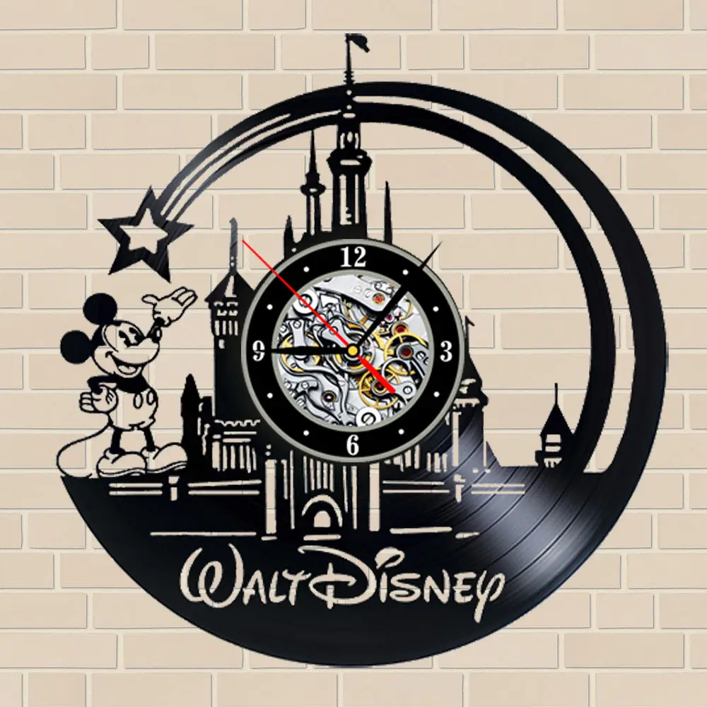 2019 nuevo CD Reloj de pared de vinilo con diseño de dibujos animados moderno reloj de pared negro reloj de decoración para el hogar regalos