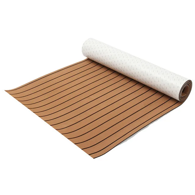 Goedkoop Bruin + Zwart Strip Lijn Zelfklevende EVA Foam Teak Vel Donkerbruin Boot Jacht Synthetische Decking Schuim Vloermat