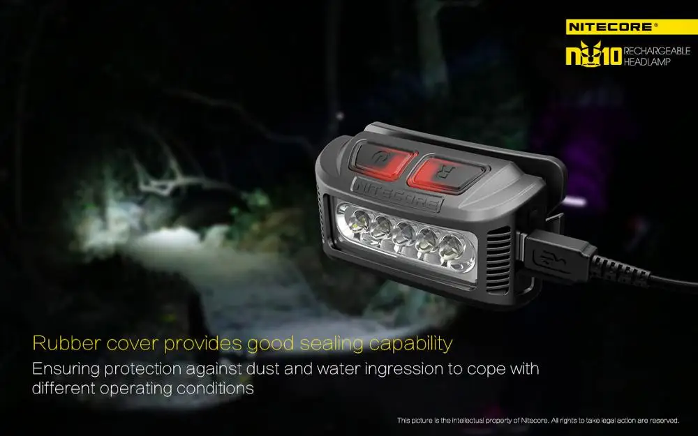 Nitecore NU10 налобный фонарь с широким диапазоном освещения светильник с USB Перезаряжаемый красный и белый светильник