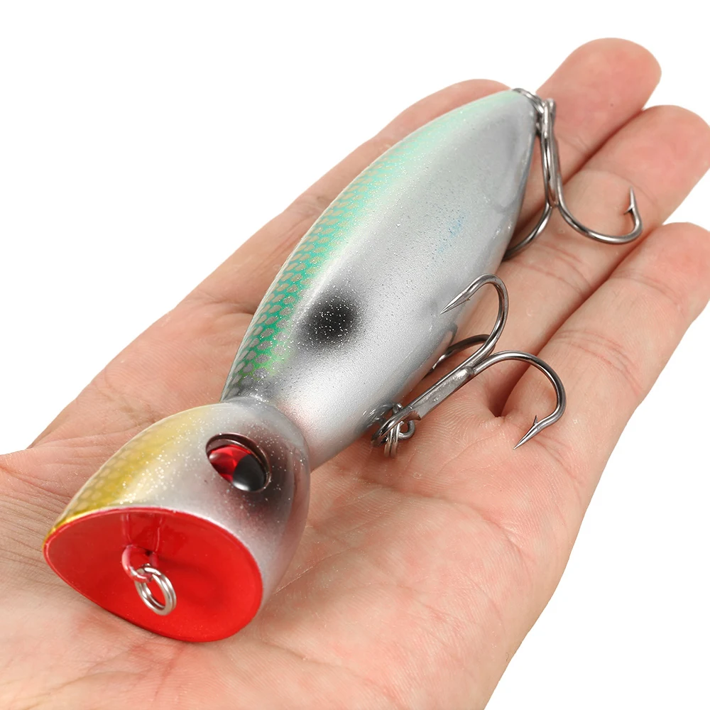 

14cm Large Popper Fishing Lures Artificial Seal Lure 3D Eyes Hard Popper with Hooks and Ring for Saltwater Freshwater