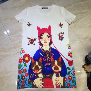 

Summer 2018 new style round collar short sleeves ladies printed animal design fashion T-shirt