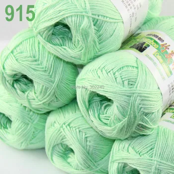 

Lot of 6 Skeins Super Soft Natural Bamboo Cotton Knitting Yarn Mint 915