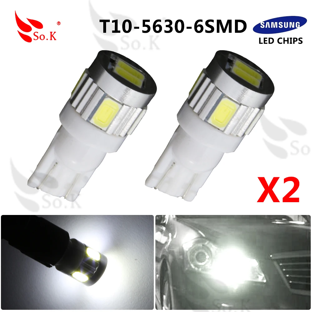 

3W 6 SMD 5630 High power LED SMD White with 2x 6-5630 White LED Side Marker T10 168 2825 & 2 7440 PA transfor sockets