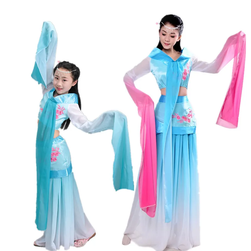 Классический танцевальный костюм Hanfu Caiwei для женщин с градиентными рукавами