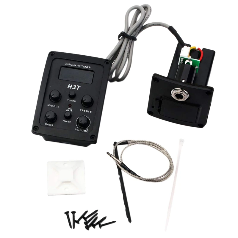 Acoustic Guitar 4-Band Eq Equalizer Preamp Piezo Pickup Tuner With Lcd Display | Спорт и развлечения