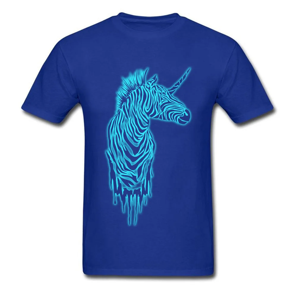 glowing zebras 100% Cotton T Shirt for Male Short Sleeve Design Tops T Shirt 2018 Newest Autumn O-Neck Clothing Shirt Design glowing zebras blue