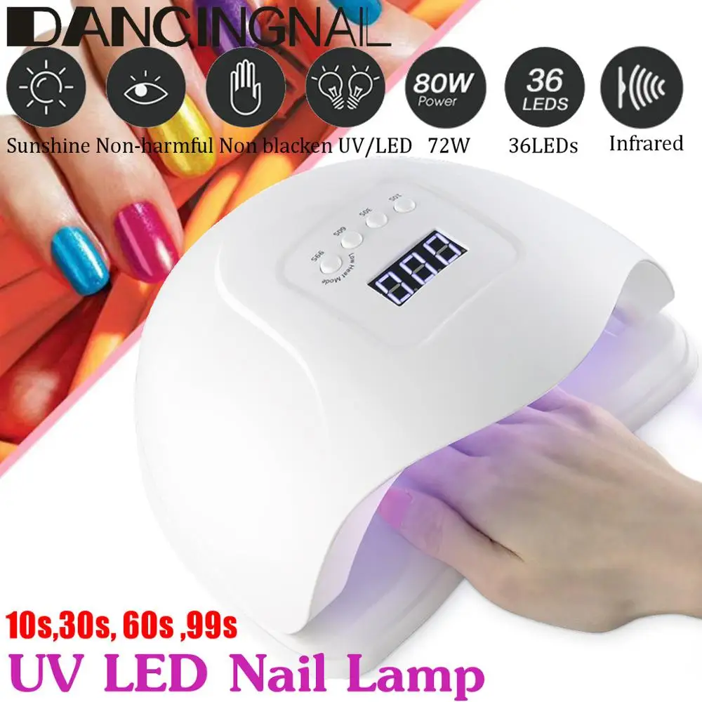 

100-240V 80W Nail Dryer UV LED Nail Lamp LCD Display 36 LEDs Dryer Lamp For Curings Gel Polish Auto Sensing Nail Manicure Tool