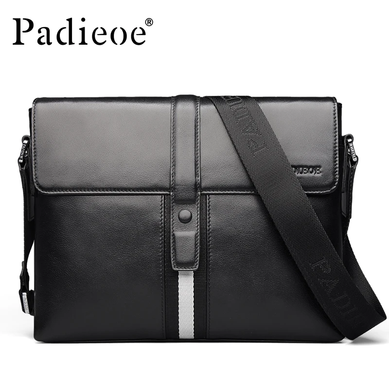 

Padieoe High Quality Genuine Leather men's Shoulder bag Luxury Male Crossbody bags Fashion Casual Unique Design Leisure Handbag
