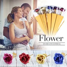 

Valentine's Day 24K Gold Foil Rose Flowers With Box Romantic Eternity Gold-plated Rose Artificial Flowers Bouquet Wedding Gifts