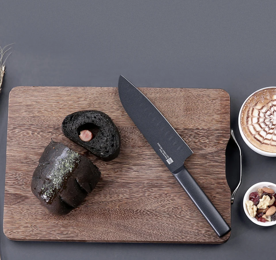 Original Xiaomi Mijia Huohou Cool Black Kitchen Non-Stick Knife Stainless Steel Knife Set 307mm Slicing Knife +298mm Chef Knife  (19)