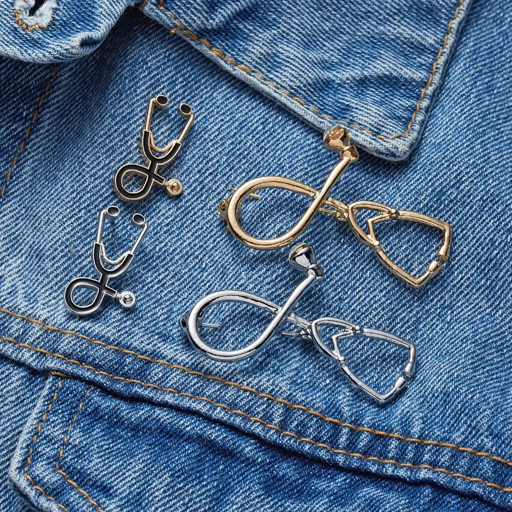 

New Cute 2 Styles Brooches Pins Doctor Nurse Stethoscope Brooch Medical Jewelry Enamel Pin Denim Jackets Collar Badge Pins