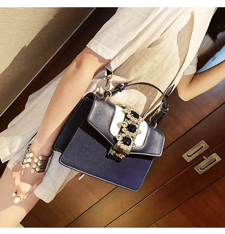 PU Leather Panelled Handbag for Women New Fashion Design Metal Lock Crossbody Bag Female Brown Vintage Small Shoulder Tote Purse (14)