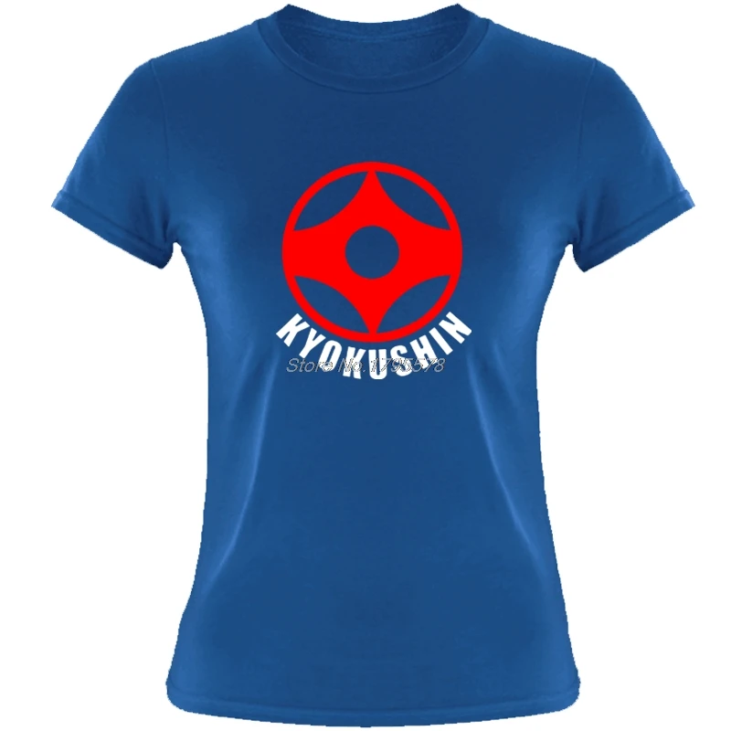 Свободные черные женские футболки, футболки Kyokushin Karate Masutatsu Oyama Karate Japan-Custom Girl, футболки, футболки с принтом, топы - Цвет: Blue